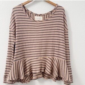 Free People | Waffle Knit Peplum Auntie Em Top - Size S - NWOT​​​​​